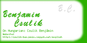 benjamin csulik business card